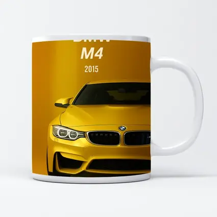 BMW M4 2015 Yellow Sports Car Art