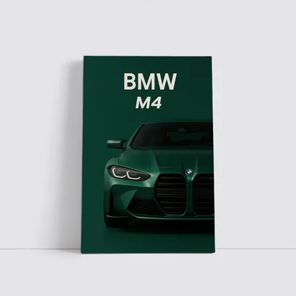 BMW M4 Green Front View Dark Background
