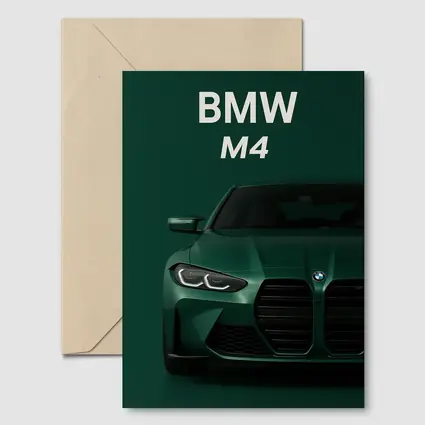 BMW M4 Green Front View Dark Background
