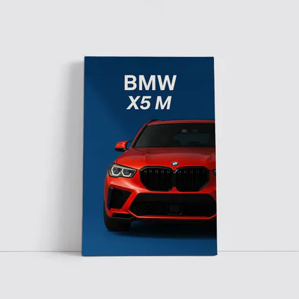 BMW X5 M Red Car Blue Background
