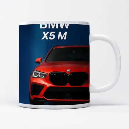 BMW X5 M Red Car Blue Background