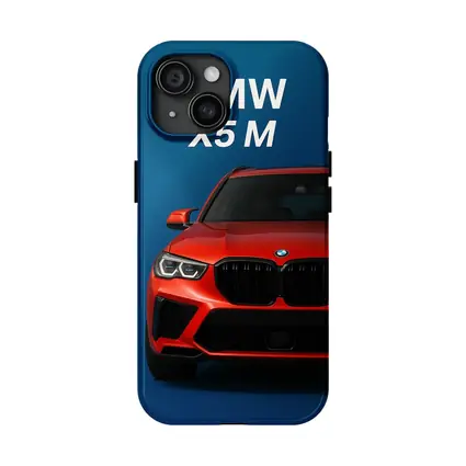 BMW X5 M Red Car Blue Background