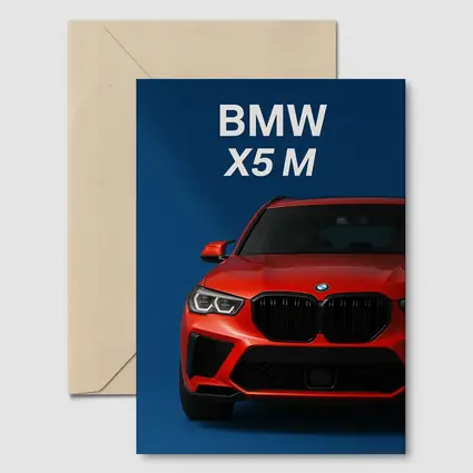 BMW X5 M Red Car Blue Background