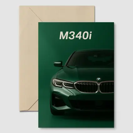 BMW M340i Green Front View Art