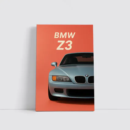 BMW Z3 Front View Coral Background Art