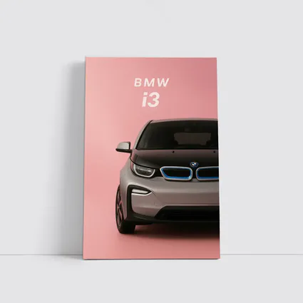 BMW i3 Electric Car Pink Background Art