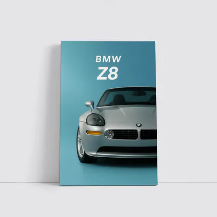 BMW Z8 Silver Car Teal Background