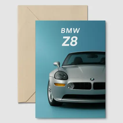 BMW Z8 Silver Car Teal Background