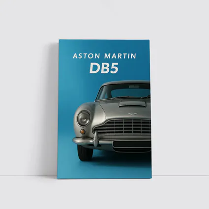 Aston Martin DB5 Silver Blue Background