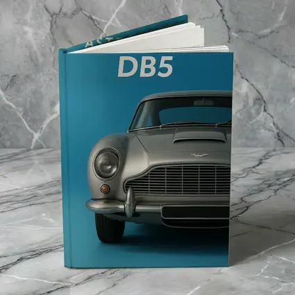 Aston Martin DB5 Silver Blue Background