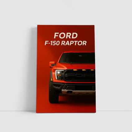 Ford F-150 Raptor Truck Red Background Art