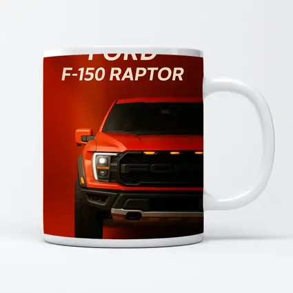 Ford F-150 Raptor Truck Red Background Art