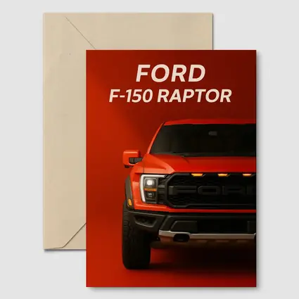 Ford F-150 Raptor Truck Red Background Art