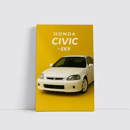 Honda Civic EK9 White Car Yellow Background