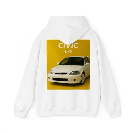 Honda Civic EK9 White Car Yellow Background