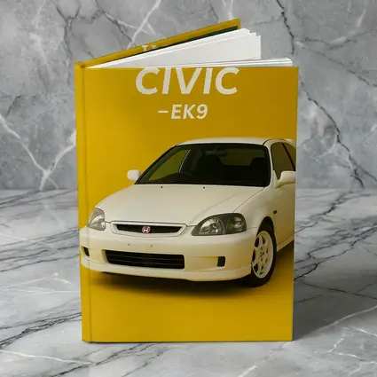 Honda Civic EK9 White Car Yellow Background