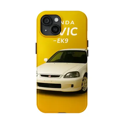 Honda Civic EK9 White Car Yellow Background