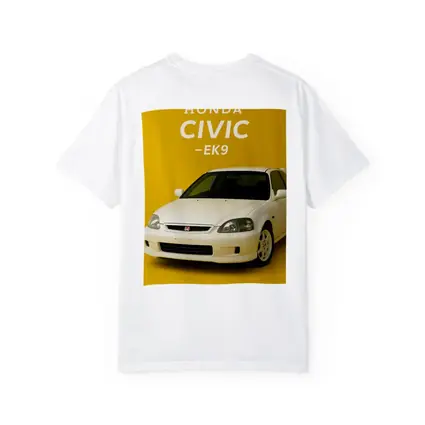 Honda Civic EK9 White Car Yellow Background