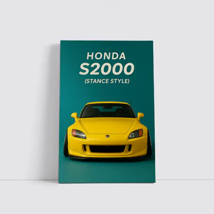 Honda S2000 Stance Style Yellow Teal Background