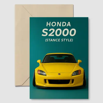 Honda S2000 Stance Style Yellow Teal Background