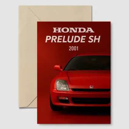Honda Prelude SH Red Car Art