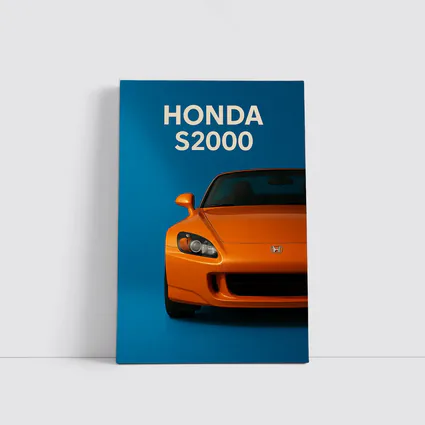 Honda S2000 Orange Sports Car Blue Background