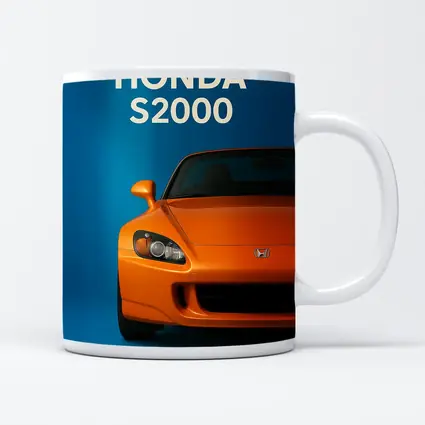 Honda S2000 Orange Sports Car Blue Background