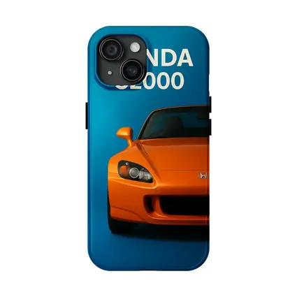 Honda S2000 Orange Sports Car Blue Background