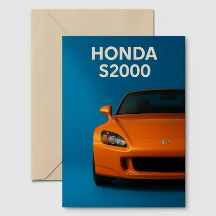 Honda S2000 Orange Sports Car Blue Background