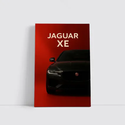 Jaguar XE Dark Car on Red Background