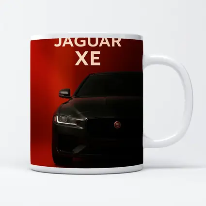 Jaguar XE Dark Car on Red Background