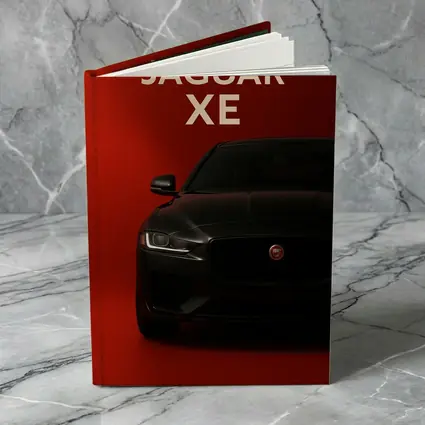 Jaguar XE Dark Car on Red Background