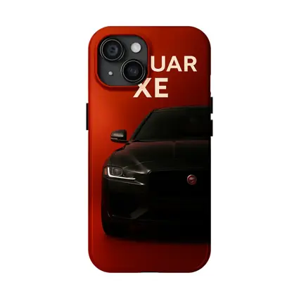Jaguar XE Dark Car on Red Background