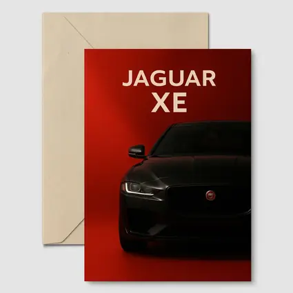 Jaguar XE Dark Car on Red Background