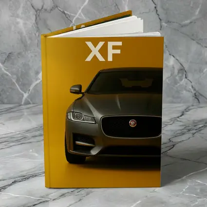 Jaguar XF Sedan Front View Yellow Background