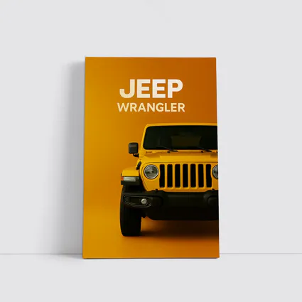 Jeep Wrangler Yellow Front View Orange Background