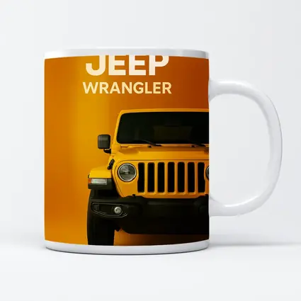 Jeep Wrangler Yellow Front View Orange Background