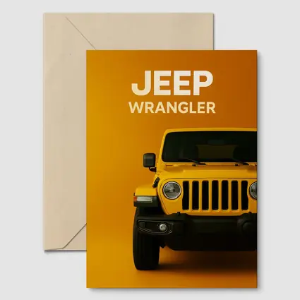 Jeep Wrangler Yellow Front View Orange Background