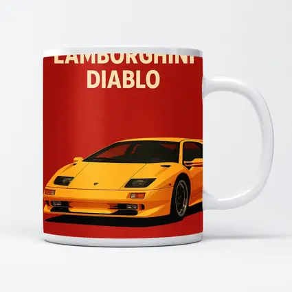 Lamborghini Diablo Yellow On Red Background