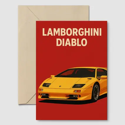 Lamborghini Diablo Yellow On Red Background