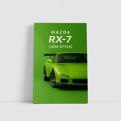 Mazda RX-7 JDM Style Green Background Art