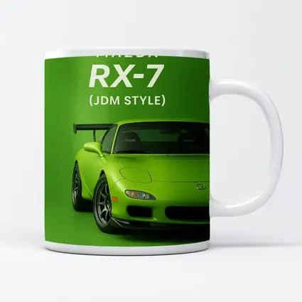 Mazda RX-7 JDM Style Green Background Art