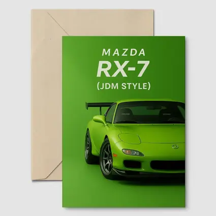 Mazda RX-7 JDM Style Green Background Art