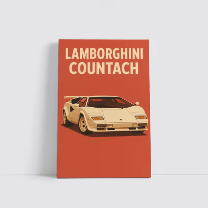 Lamborghini Countach Classic Red Retro Art