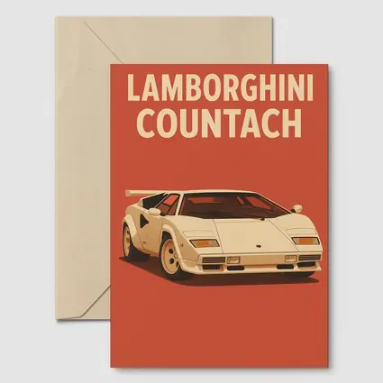 Lamborghini Countach Classic Red Retro Art