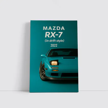 Mazda RX-7 Drift Style Teal Background Art