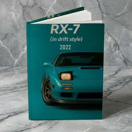 Mazda RX-7 Drift Style Teal Background Art