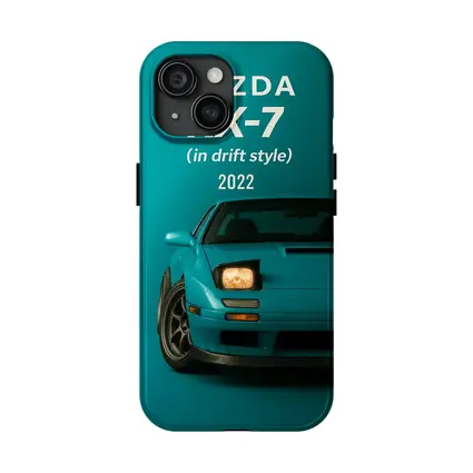 Mazda RX-7 Drift Style Teal Background Art