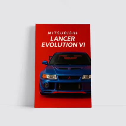 Mitsubishi Lancer Evolution VI Blue Red Background