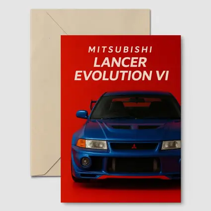 Mitsubishi Lancer Evolution VI Blue Red Background